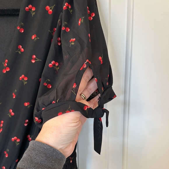 Cherry Print Black swing Dress date night valentines - Picture 3 of 7